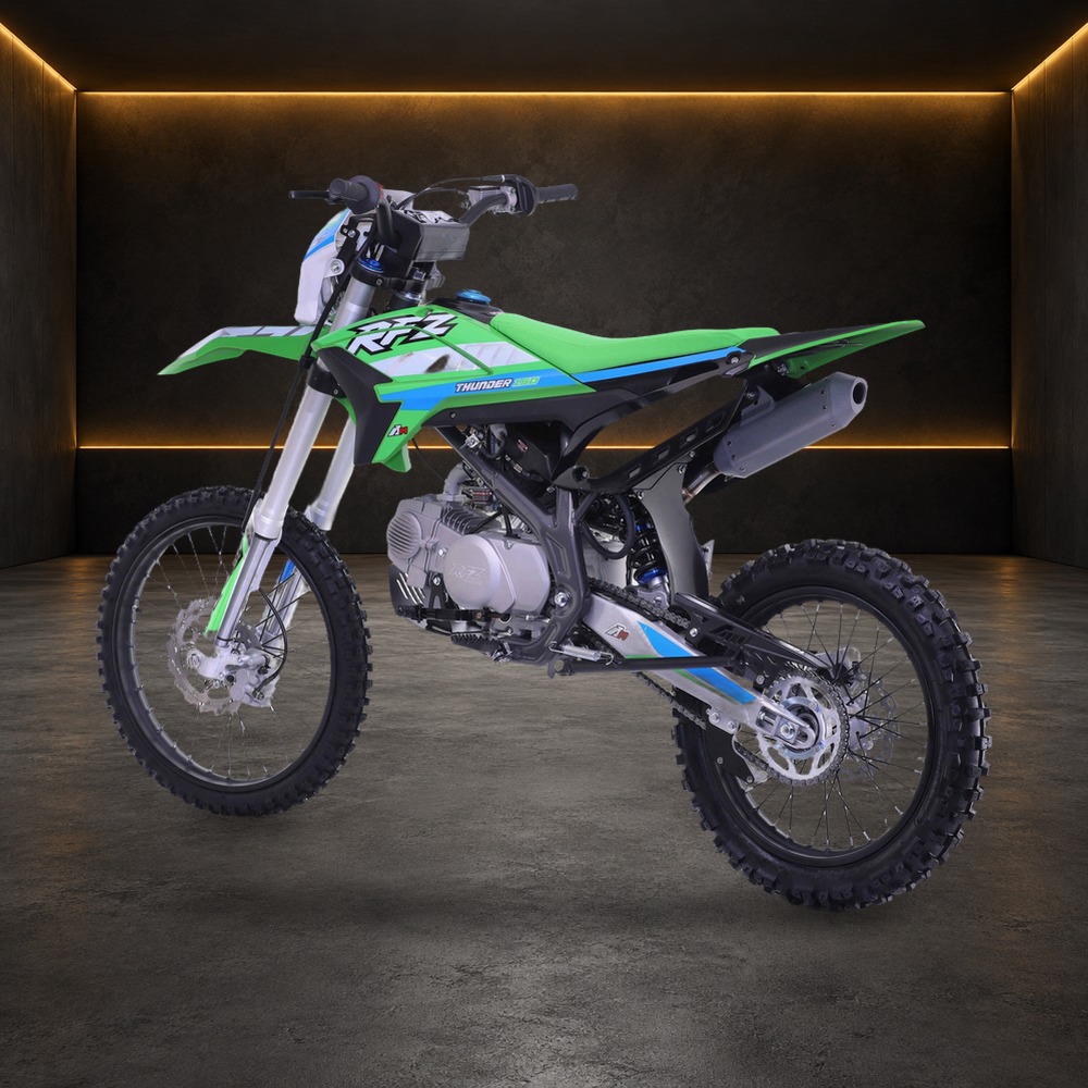 Thunder 150 DLX 140cc Manual Dirt Bike with Head Lights in the Family Funsports showroom